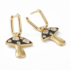 Серьги-кольца Huggie из латуни с прозрачным фианитом и прозрачным фианитом EJEW-L234-070G