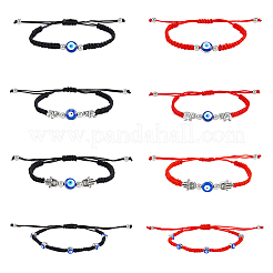 8шт 8 стиля лэмпворк сглаза плетеные браслеты из бисера набор BJEW-FI0001-45