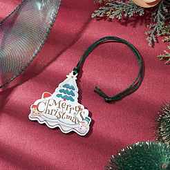 クリスマス 木製 クリスマスツリー ペンダント デコレーション  ナイロン糸の吊り下げ飾り  グリーン  180mm&nbsp;HJEW-JM02166-02