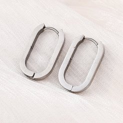 変色しない304ステンレススチール製フープピアス  オーバル  ステンレス鋼色  21x12x3mm  ピン：1mm&nbsp;X-STAS-S103-21P