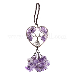 Puces enveloppées de fil pierres précieuses naturelles grandes décorations pendentif&nbsp;HJEW-H057-01