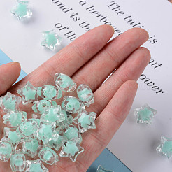 透明なアクリルビーズ  二層ビーズ  多面カット  スター  アクアマリン  14x15x8.5mm  穴：2mm  約518個/500g&nbsp;TACR-S152-02A-SS2111