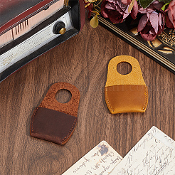 2 шт. 2-цветная защита большого пальца из коровьей кожи для резьбы по дереву&nbsp;AJEW-CL0001-53