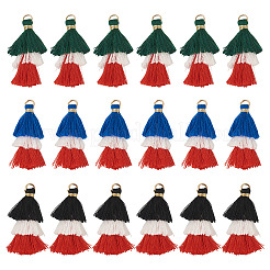 30 Stück 3 Stile Polycotton (Polyester-Baumwolle) Quastenanhänger Dekorationen&nbsp;FIND-TA0009-07