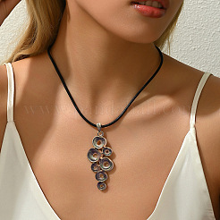 Ожерелья и серьги-гвоздики из цинкового сплава с имитацией кожи и листьями лотоса FS-WG08750-01