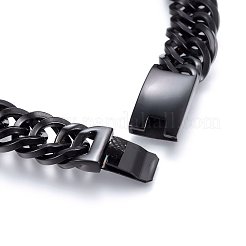 304ステンレススチールカーブチェーンネックレス  ガンメタ色  23.62インチ（60cm）  20mm&nbsp;NJEW-H493-19B