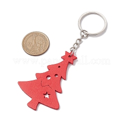 Ensembles de porte-clés pendentifs en bois d'arbre de Noël&nbsp;KEYC-JKC00970