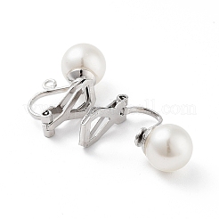 Boucles d'oreilles à clip en acier inoxydable 304 avec perles en plastique imitation perle&nbsp;STAS-H216-03D-P