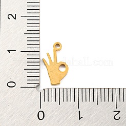 304ステンレススチールチャーム  ゴールドカラー  レーザー切断  いいジェスチャー  12x6.5x1mm  穴：1mm&nbsp;X-STAS-Q306-01G-H