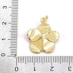 真鍮マイクロパヴェクリアキュービックジルコニアペンダント  エナメル  花のチャーム  ゴールドカラー  レッド  21.5x19x5mm  穴：3.5mm&nbsp;KK-CBADB87-14B-G