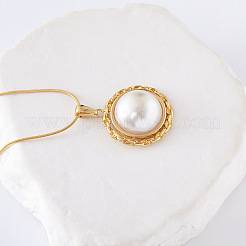 3 шт. европейские ожерелья из нержавеющей стали с имитацией жемчуга и полукруглой подвеской для женщин KD4054