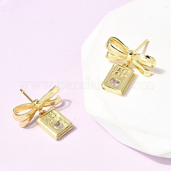 Латунные серьги-гвоздики с микропаве из кубического циркония&nbsp;EJEW-H180-20B-G