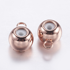 真鍮チューブベイル  ループベイル  ゴム入り  バレル  ミックスカラー  7x5x3.5mm  穴：0.7mm  内径：1.5mm&nbsp;KK-K197-A-13