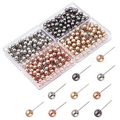 ステンレス鋼の丸いボールマップピン  引き抜きプッシュピン  ミックスカラー  17mm  ボール：5.5mm  ピン：0.5mm  100個/箱  4色  1箱/色  4箱&nbsp;STAS-PH0001-04