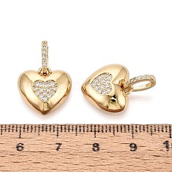 Pendentifs en laiton micro pavé de zircone cubique transparent pour la saint-valentin&nbsp;KK-T080-54G