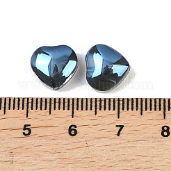 電気めっきガラスビーズ  銀メッキ  ハート  コーンフラワーブルー  10x10x5mm  穴：1mm&nbsp;LS-EGLA-H102-08W