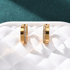 Серьги-кольца из нержавеющей стали 304 с кубическим цирконием&nbsp;EJEW-D331-12G