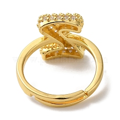 Стойка покрытие буква латунь микро паве прозрачный кубический цирконий регулируемые кольца для женщин KK-S391-03G-Z