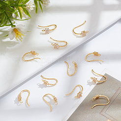 12 шт. латунные крючки для сережек с микропаве из кубического циркония&nbsp;KK-ME0002-52