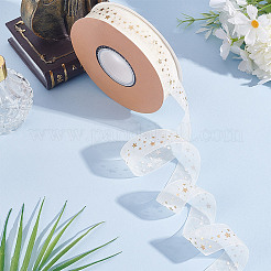 20 ярд ленты горячего тиснения со звездами из полиэстера и шифона AJEW-WH0518-71A