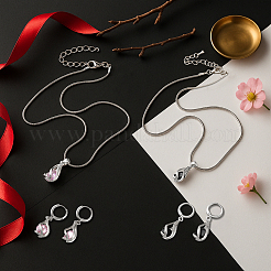 Комплект украшений из 2 цветного латунного кулона-слезинки и кубического циркония и серег-колец для женщин SJEW-HY0001-20