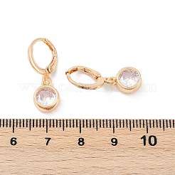 Серьги с застежкой-защелкой из латуни с прозрачным фианитом и прозрачным фианитом EJEW-K300-05G