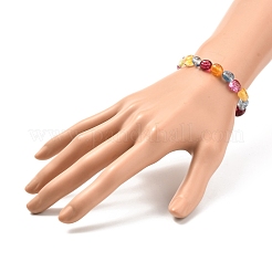 子供のための天然水晶フリーフォームビーズストレッチブレスレット  カラフル  内径：1-7/8インチ（4.7cm）  ビーズ：8~12x6~10x5~8.5mm&nbsp;BJEW-JB07064-02