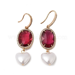 Boucles d'oreilles en laiton avec zircone cubique de micro pave&nbsp;EJEW-G471-10G-03