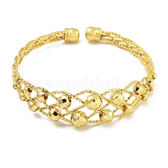 Браслеты-манжеты из латуни с бисером и покрытием стойки&nbsp;BJEW-B106-15G