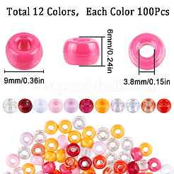 1200 шт. 12-х цветные прозрачные пластиковые бусины KY-SC0001-84