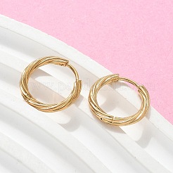 304ステンレススチールツイストフープピアス（女性用）  ゴールドカラー  19x2.5mm&nbsp;EJEW-A130-02C-G