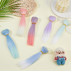 6 шт. 6 цвета высокотемпературного волокна кукольный парик волосы AJEW-DC0002-09