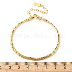 女性用304ステンレススチールスネークチェーンブレスレット  18KGP本金メッキ  7x1/8インチ（17.7x0.35cm）&nbsp;LS-BJEW-U019-04G-02