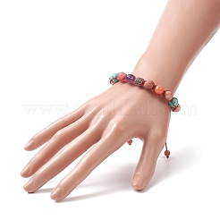 Bracelet de perles rondes tressées en pierres précieuses naturelles mélangées&nbsp;BJEW-JB09298