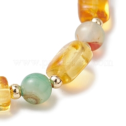 Эластичные браслеты из натурального янтаря и павлиньего агата для женщин.&nbsp;BJEW-JB13471