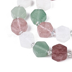 Нити бусин из натурального клубничного кварца G-T144-17A-02