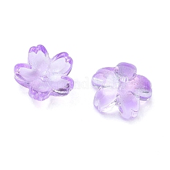 染色・加熱ガラスビーズキャップ  5  - 花びらの花  ライラック  10.5x11x4.7mm  穴：1mm&nbsp;GLAA-Z019-03P