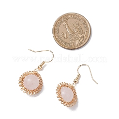 Серьги-подвески с цветком из натурального розового кварца&nbsp;EJEW-JE06720-01