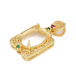 Pendentif rectangulaire en laiton avec micro pavé de zircones cubiques et monture cabochon&nbsp;KK-U026-02G