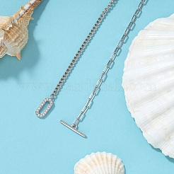 925 серебряная цепочка с родиевым покрытием и браслеты-цепочки со скрепками AJEW-F162-002P