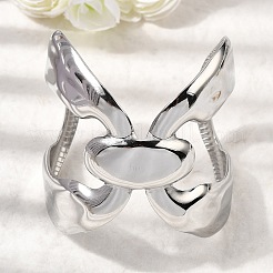 女性用 304 ステンレススチール オープンカフバングル  蝶  ステンレス鋼色  内径：2.05インチ（5.2cm）&nbsp;BJEW-K264-03P