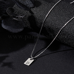 Collier avec pendentif rectangulaire en forme de lettre en acier inoxydable 1 pièce&nbsp;NJEW-LP0001-34D-P