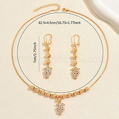 Комплекты серег и ожерелий из винтажной латуни с микропаве из прозрачных кубических цирконий для женщин&nbsp;QN1967