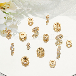16шт 8 стиля латунные бусины с микропаве и кубическим цирконием KK-PH0005-97