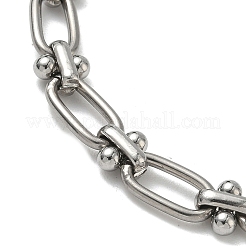 Не тускнеющие браслеты из овальной цепочки из нержавеющей стали 304 для женщин BJEW-B092-08P-01
