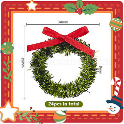 Полиэстер с железным миниатюрным рождественским венком&nbsp;AJEW-WH0609-182B