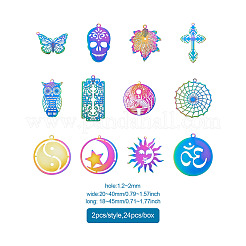 24 шт. 12 стиля вакуумного покрытия PVD 201 подвески из нержавеющей стали STAS-CW0001-03