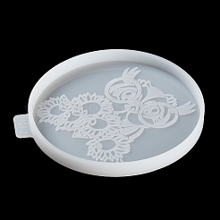 Flache runde Silikonformen mit Eule und Blume zum Selbermachen für Tassenuntersetzer&nbsp;SIL-F007-06C