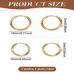 2 пара серег-колец из нержавеющей стали 304 с ионным покрытием (IP) в 2 стилях&nbsp;EJEW-LP0012-16