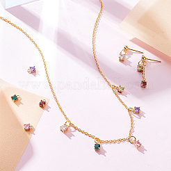 12шт 6 цвета латунные микро проложить кубический цирконий шармы KK-GA0001-89